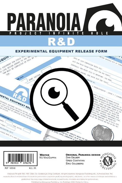 Paranoia: R&D Experimental Equipment Release Form Pack